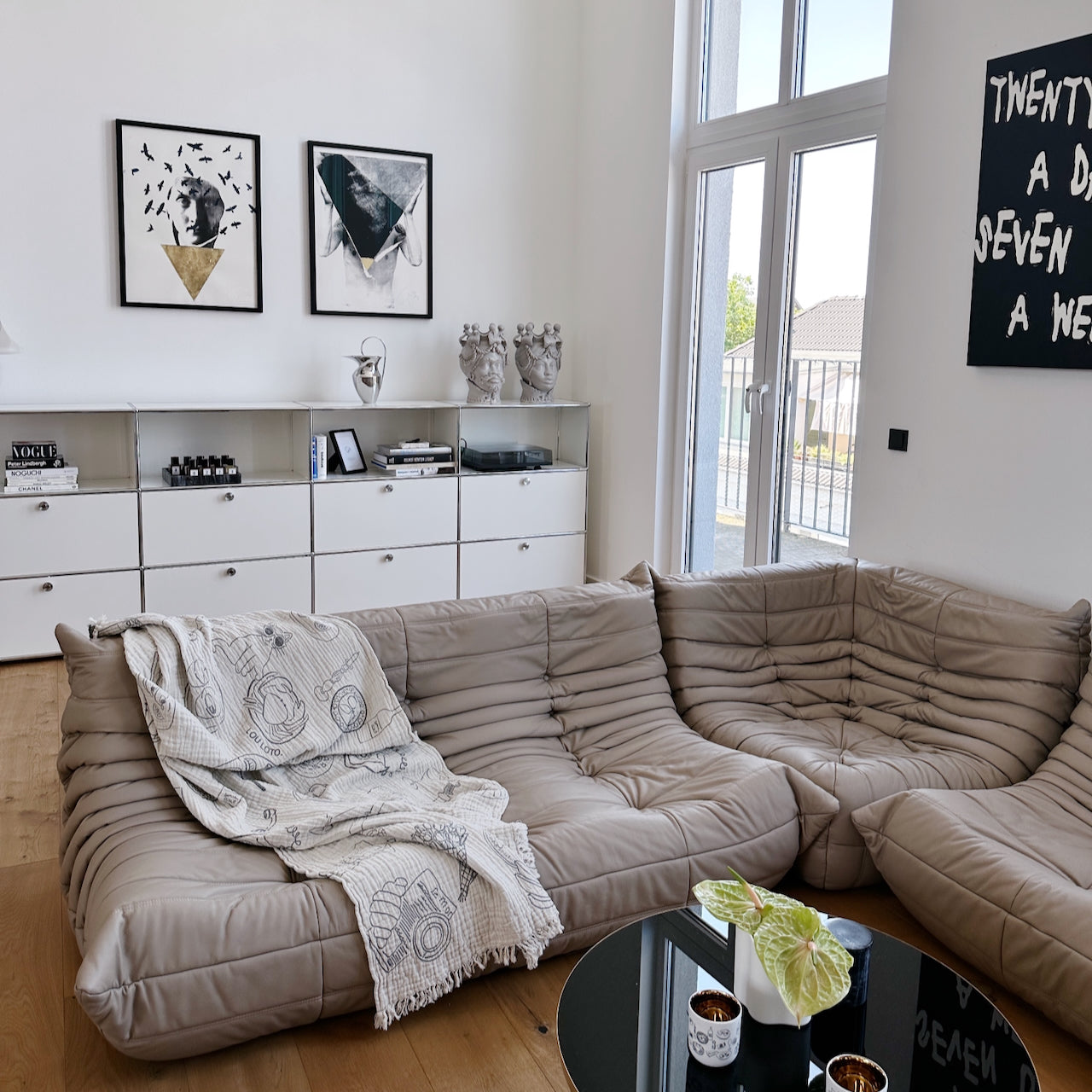 Decke, beige/grey