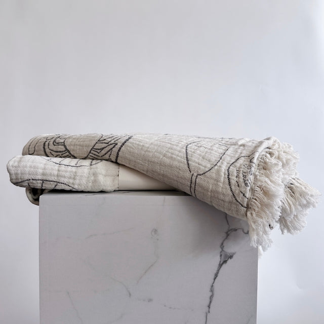 Blanket, beige/grey