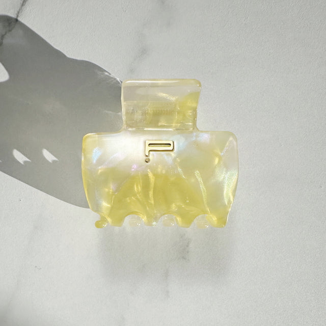 Haarklammer NO.01, gelb/weiß