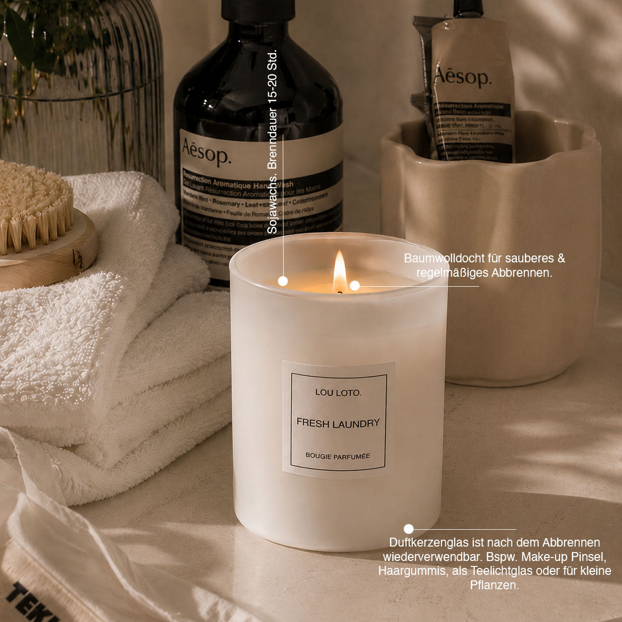 Duftkerze 165g, Fresh Laundry