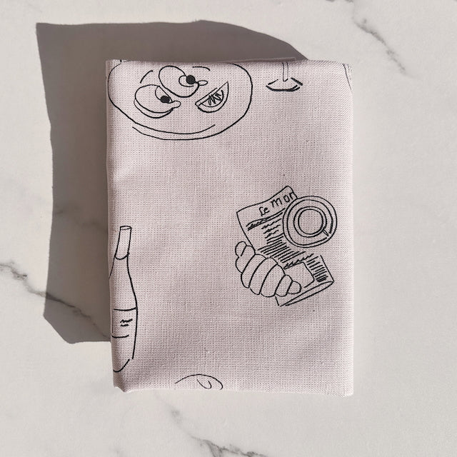 Geschirrhandtuch gedeckter Tisch, grau