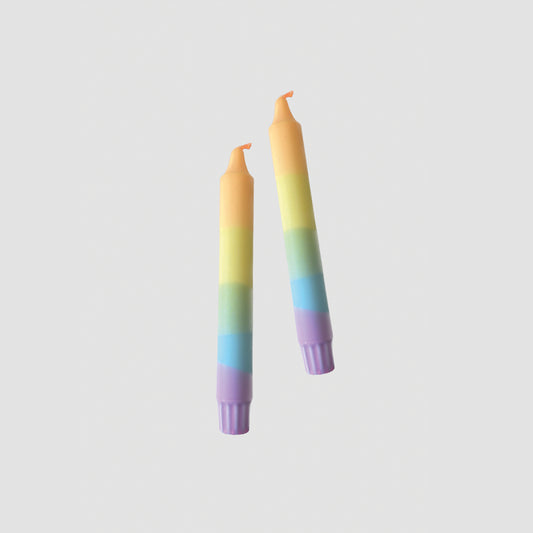 Dip-Dye Kerzen Rainbow, 2 Stück