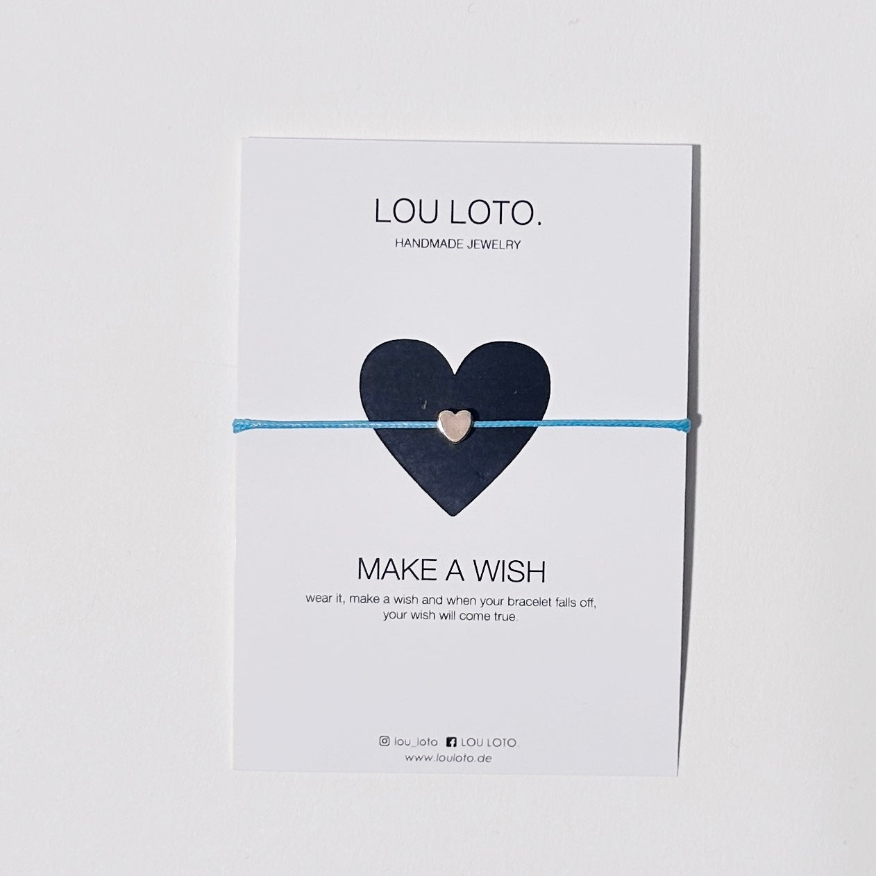 Make a Wish Armband, Herz hellblau