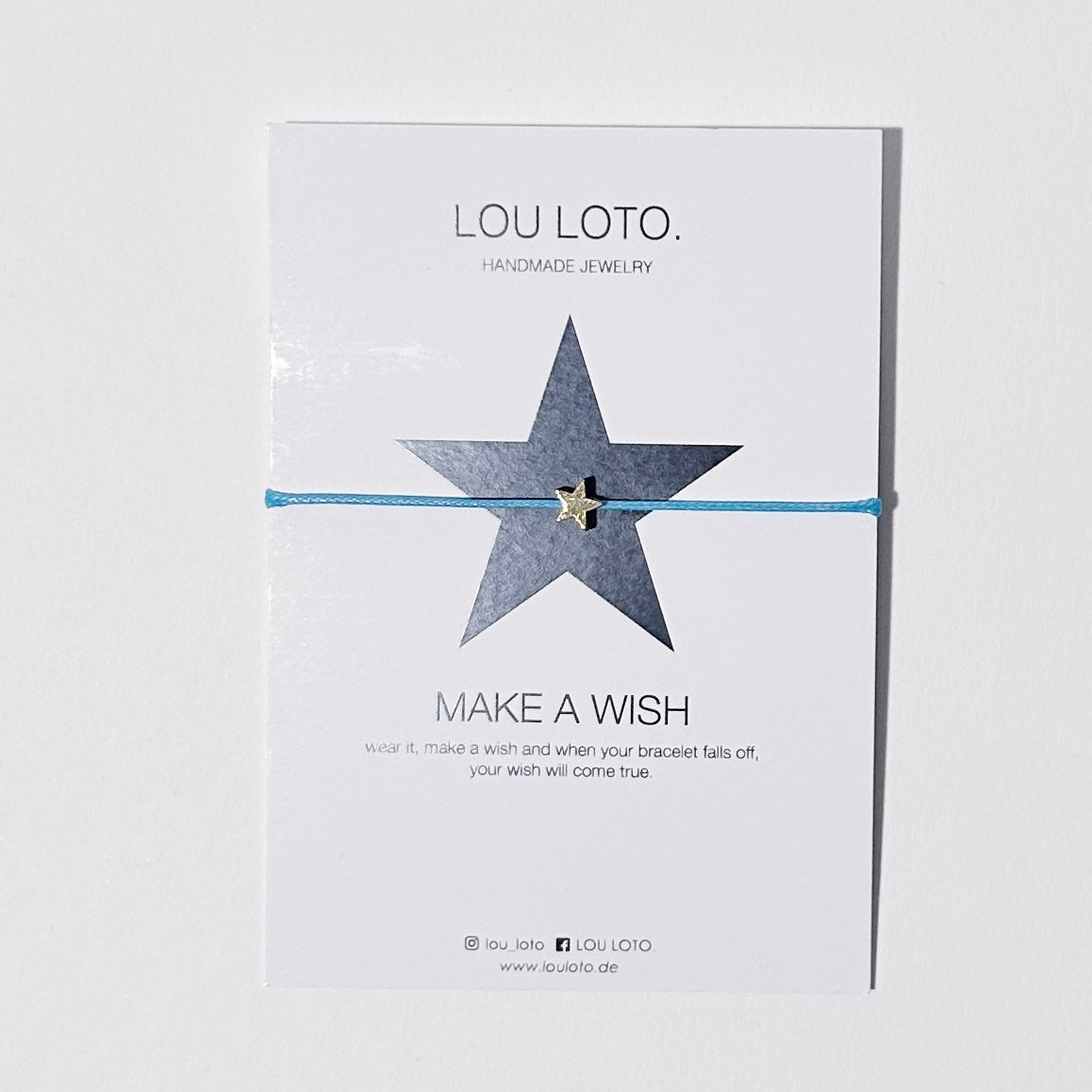 Make a Wish Armband, Stern hellblau