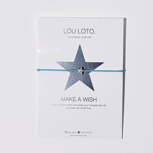 Make a Wish Armband, Stern hellblau