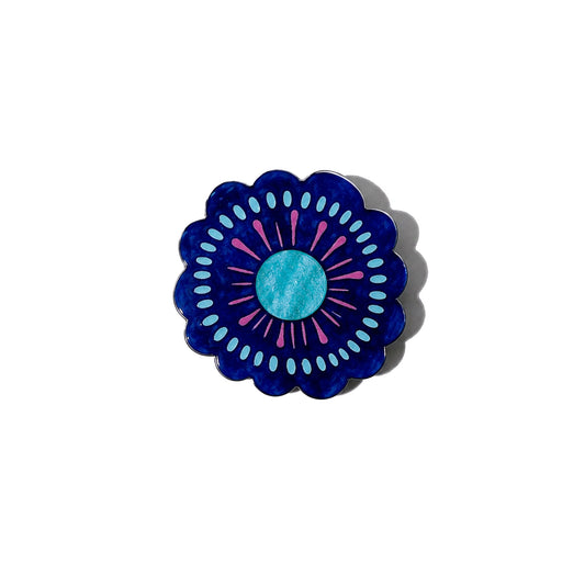 Brosche Blume, blau